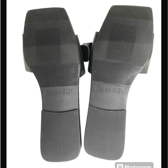 Open Edit Lely Slide Sandal Sliver Medallion Buckle 6.5 Black - Picture 6 of 8